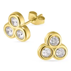 vanntette zirkon ørestikker i forgylt stål - OCEANA