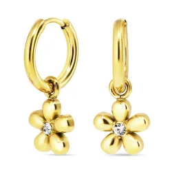 vanntette blomst øredobber i forgylt stål - OCEANA