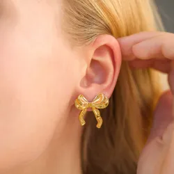 vanntette sløyfe øredobber i forgylt stål - OCEANA