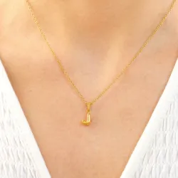 vanntett bokstav j halskjede i forgylt stål - OCEANA