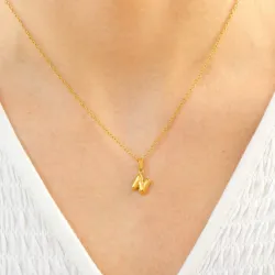 vanntett bokstav n halskjede i forgylt stål - OCEANA