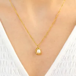 vanntett halskjede i forgylt stål - OCEANA