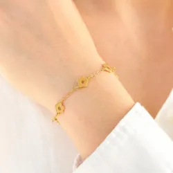vanntett blomst armbånd i forgylt stål - OCEANA