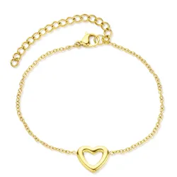 vanntett hjerte armbånd i forgylt stål - OCEANA