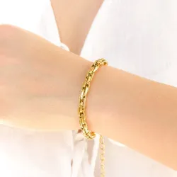 vanntett armbånd i forgylt stål 16 cm + 5 cm x 5,5 mm  - OCEANA