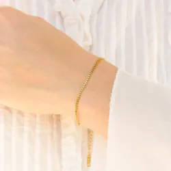 vanntett armbånd i forgylt stål 17 cm + 5 cm x 1,7 mm  - OCEANA