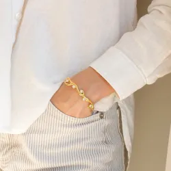 vanntett zirkon armring i forgylt stål - OCEANA