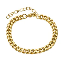 vanntett armbånd i forgylt stål 15 + 5 cm x 5,9 mm  - OCEANA