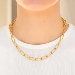 vanntett halskjede i forgylt stål 40 cm x 7 mm  - OCEANA