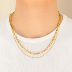 vanntett halskjede i forgylt stål 40 cm x 5 mm  - OCEANA
