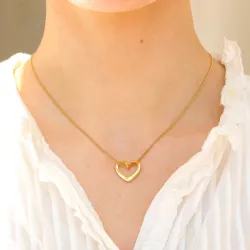 vanntett hjerte halskjede i forgylt stål - OCEANA