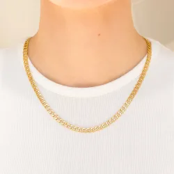 vanntett panserhalskjede i forgylt stål 45 cm x 5 mm  - OCEANA