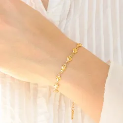 vanntett hjerte armbånd i forgylt stål - OCEANA