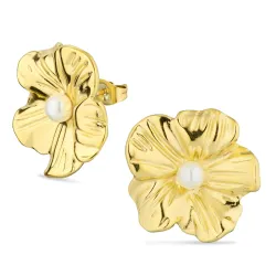 vanntette blomst øredobber i forgylt stål - OCEANA