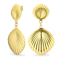 vanntette skall øredobber i forgylt stål - OCEANA