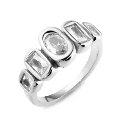 vanntett zirkon ring i stål - OCEANA