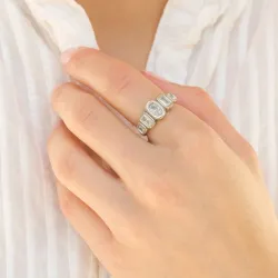 vanntett zirkon ring i stål - OCEANA