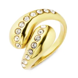 vanntett zirkon ring i forgylt stål - OCEANA