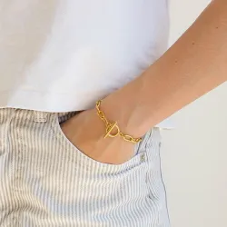 vanntett armbånd i forgylt stål 17 cm x 5,9 mm  - OCEANA