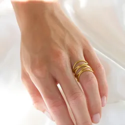 vanntett justerbar ring i forgylt stål - OCEANA