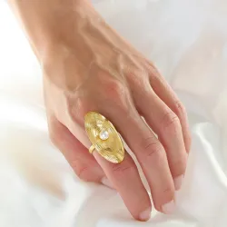 vanntett justerbar ring i forgylt stål - OCEANA