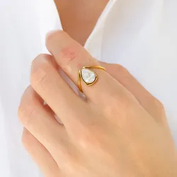 vanntett ring i forgylt stål - OCEANA