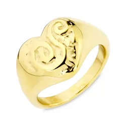 vanntett hjerte ring i forgylt stål - OCEANA