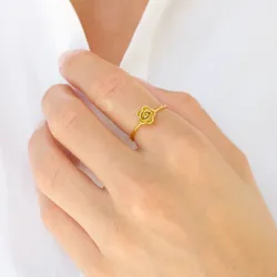 vanntett blomst ring i forgylt stål - OCEANA