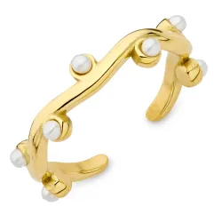 vanntett perle ring i forgylt stål - OCEANA