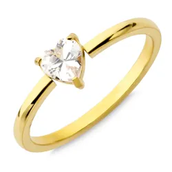 vanntett hjerte ring i forgylt stål - OCEANA