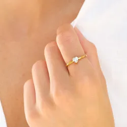 vanntett hjerte ring i forgylt stål - OCEANA