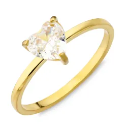 vanntett hjerte ring i forgylt stål - OCEANA