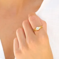 vanntett ring i forgylt stål - OCEANA