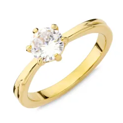 vanntett solitairering i forgylt stål - OCEANA