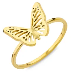 vanntett sommerfugl ring i forgylt stål - OCEANA