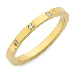 vanntett zirkon ring i forgylt stål - OCEANA