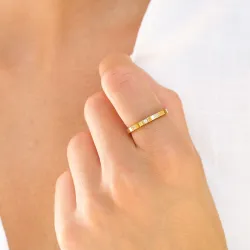 vanntett zirkon ring i forgylt stål - OCEANA