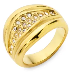 vanntett zirkon ring i forgylt stål - OCEANA