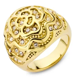 vanntett zirkon ring i forgylt stål - OCEANA