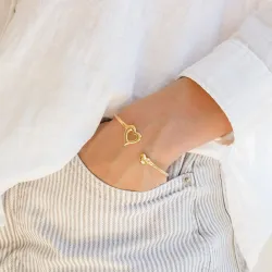 vanntett hjerte armring i forgylt stål - OCEANA