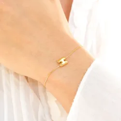 vanntett bokstav h armbånd i forgylt stål - OCEANA