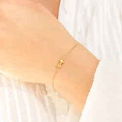 vanntett bokstav i armbånd i forgylt stål - OCEANA