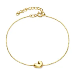 vanntett bokstav j armbånd i forgylt stål - OCEANA