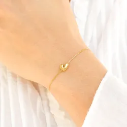 vanntett bokstav j armbånd i forgylt stål - OCEANA