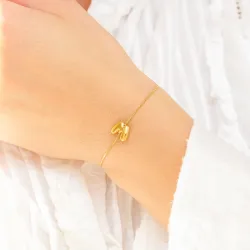 vanntett bokstav m armbånd i forgylt stål - OCEANA