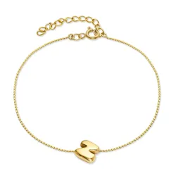 vanntett bokstav n armbånd i forgylt stål - OCEANA