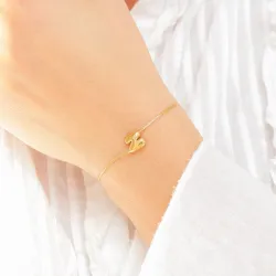 vanntett bokstav n armbånd i forgylt stål - OCEANA