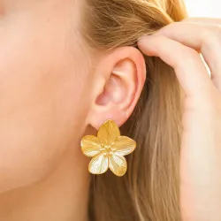 vanntette blomst øredobber i forgylt stål - OCEANA