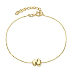 vanntett bokstav s armbånd i forgylt stål - OCEANA