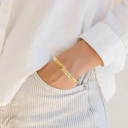 vanntett hjerte armring i forgylt stål - OCEANA